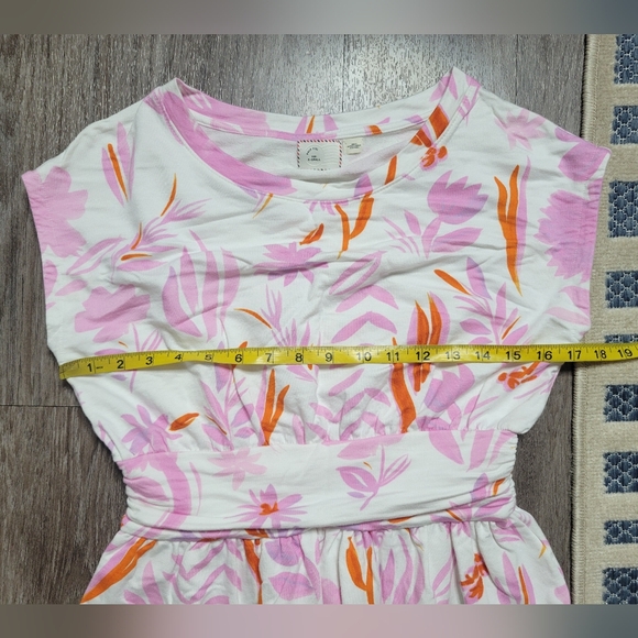 SALE Anthropologie Postmark Tropical Pink White Floral Peplum Cap Sleeve Top XS - Picture 10 of 12